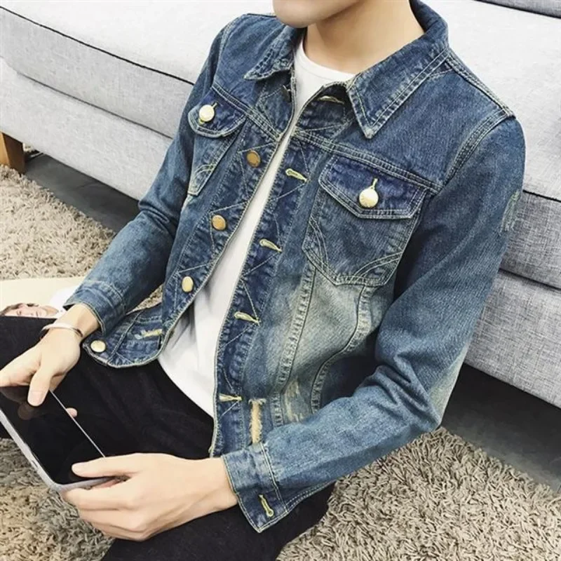 Winter Clothing Korean - Button Casual Slim Men's Denim Jacket