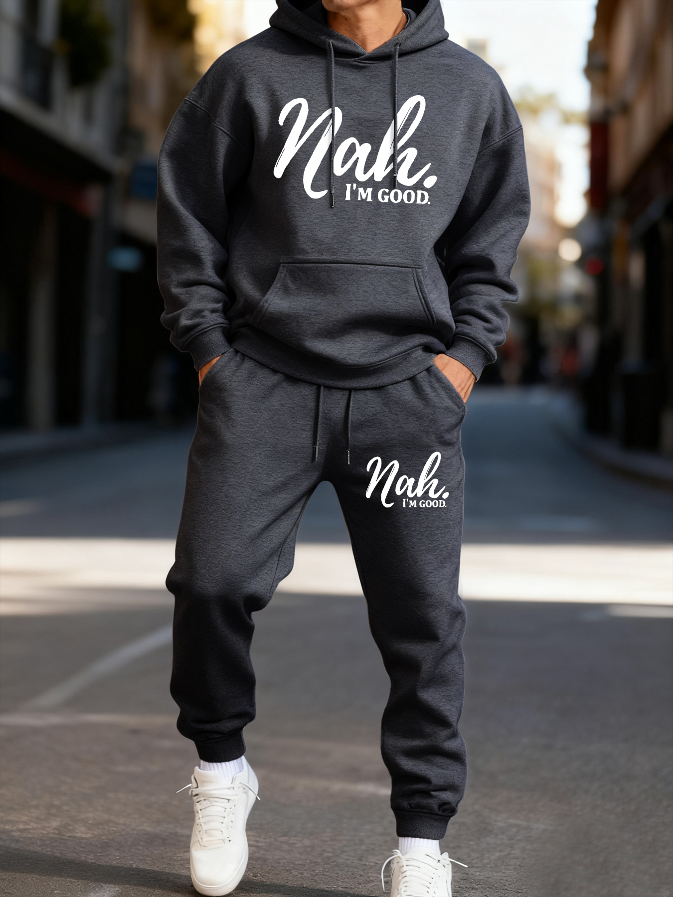 Winter Clothing English - Nah I'M Good Printing Men Hoodie