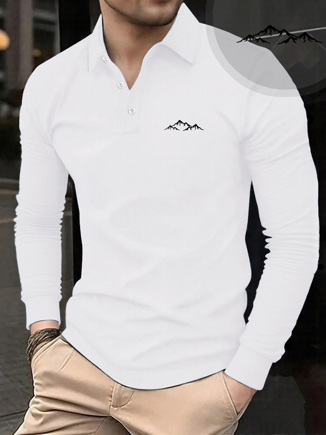 Winter Clothing English - Mountain Line Print Male Polo Shirts