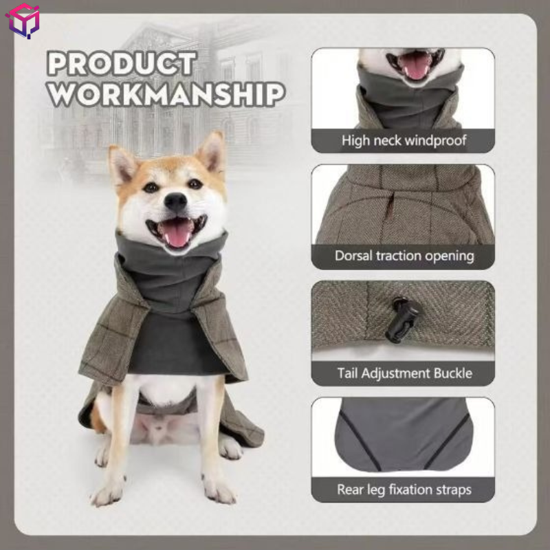 Warm Dog Coat English Plaid Do - Winter Clothing English avis et prix