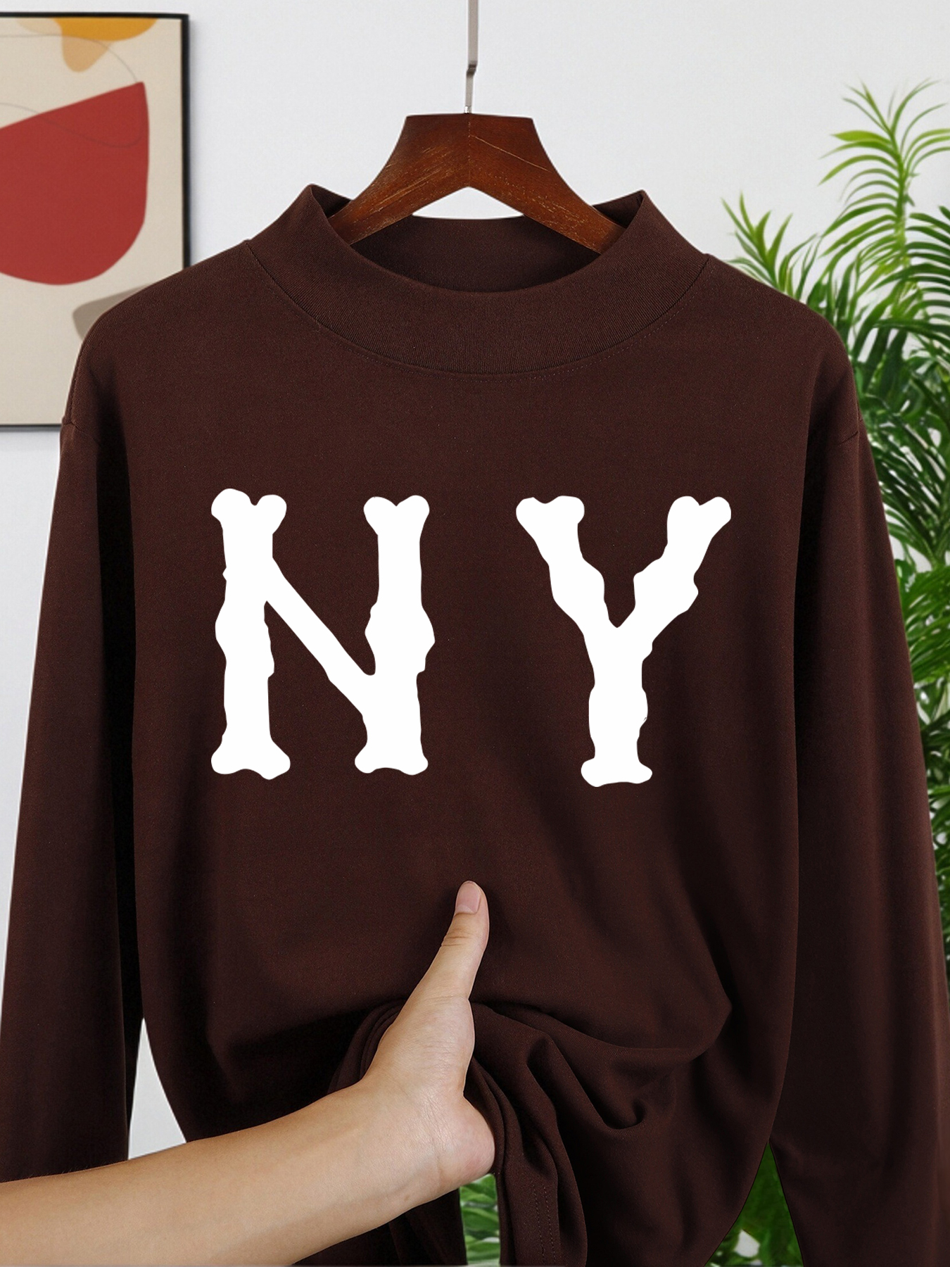 Letter N And Y Print Men'S Lon - Winter Clothing English avis et prix