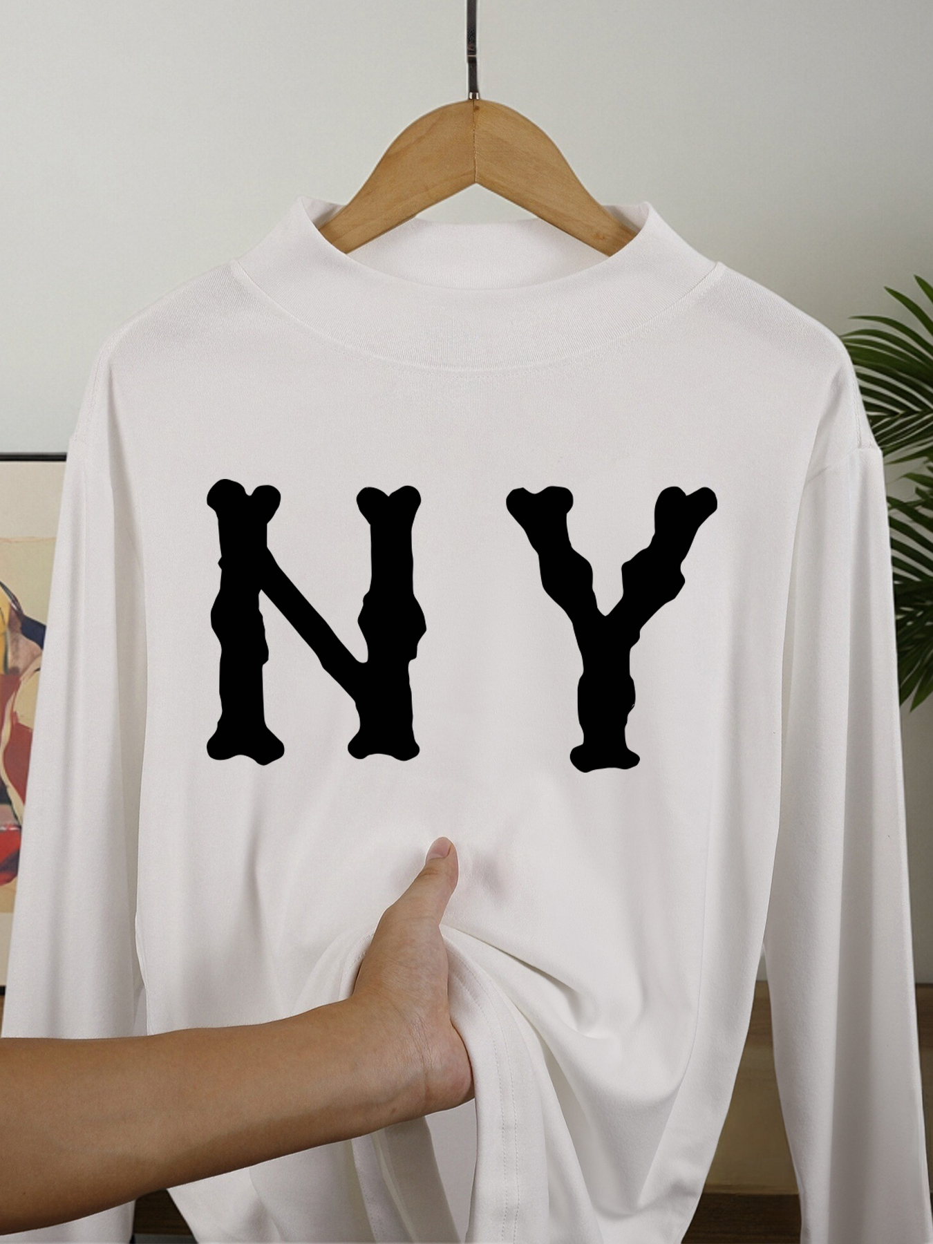 Letter N And Y Print Men'S Lon - Winter Clothing English avis et prix