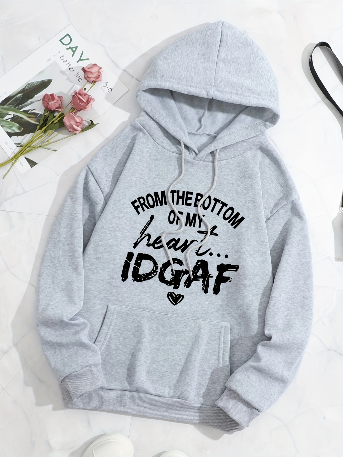 Letter Print Hoodie Casual Poc - Winter Clothing Aesthetic avis et prix