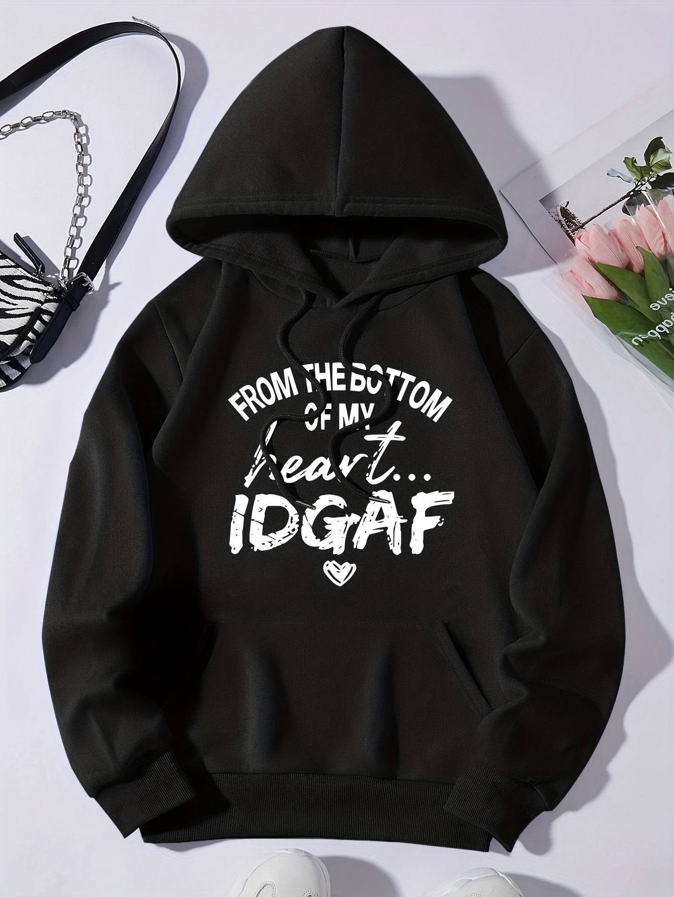Letter Print Hoodie Casual Poc - Winter Clothing Aesthetic avis et prix
