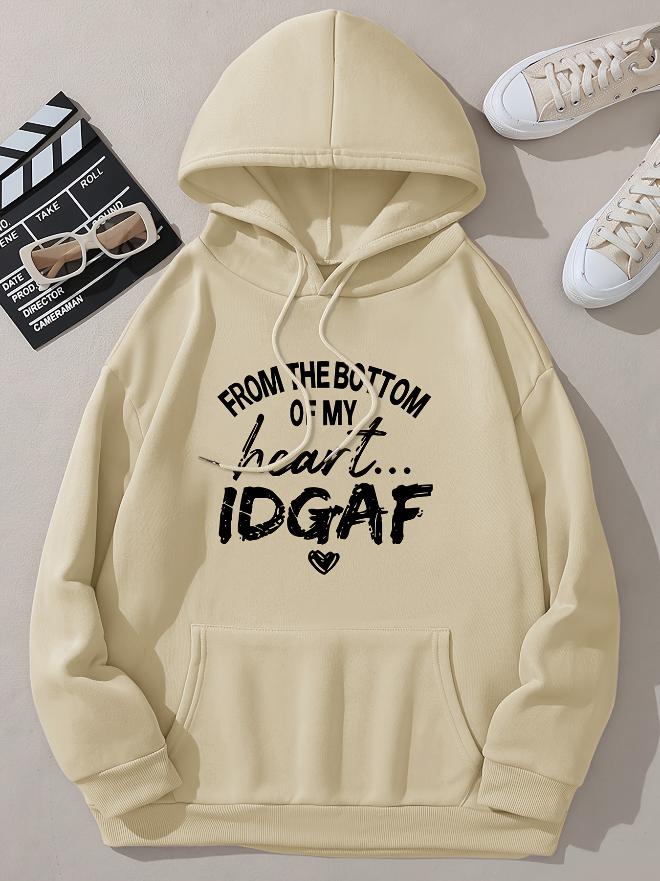 Letter Print Hoodie Casual Poc - Winter Clothing Aesthetic avis et prix