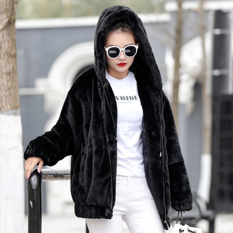 Plain with Zipper Female Hoode - Winter Clothing Drawing avis et prix