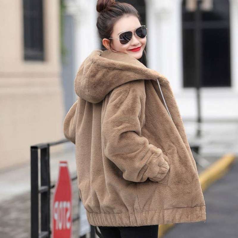 Plain with Zipper Female Hoode - Winter Clothing Drawing avis et prix
