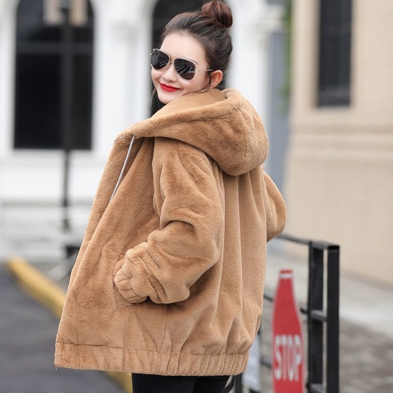 Plain with Zipper Female Hoode - Winter Clothing Drawing avis et prix