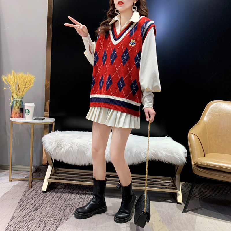 Red Knit Vests for Women Sleev - Winter Clothing Aesthetic avis et prix