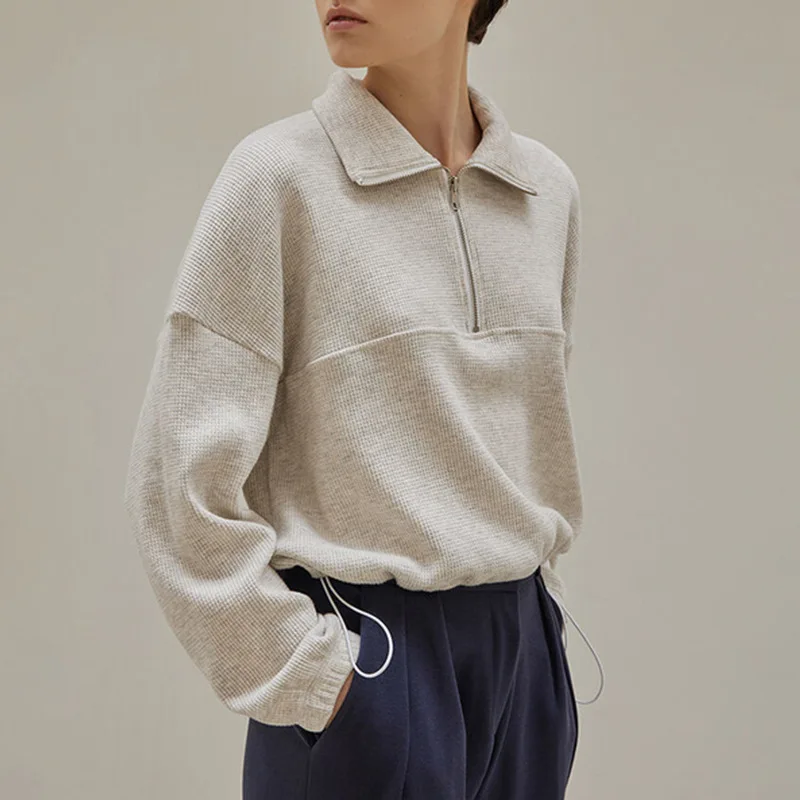 Cotton Waffle Zip Up Hoodies K - Winter Clothing Aesthetic avis et prix