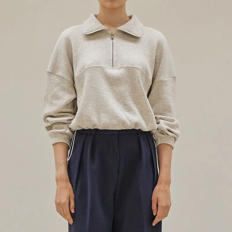Cotton Waffle Zip Up Hoodies K - Winter Clothing Aesthetic avis et prix