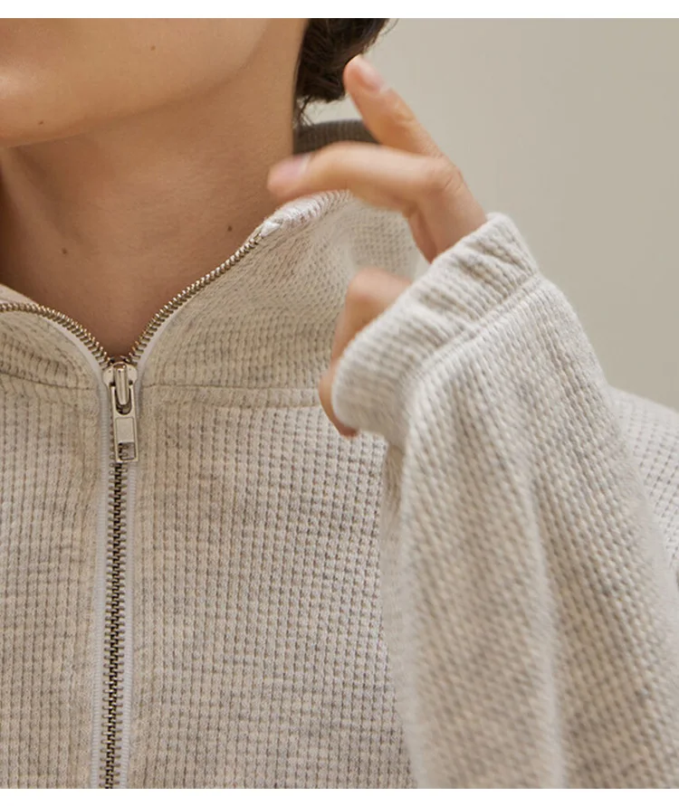 Cotton Waffle Zip Up Hoodies K - Winter Clothing Aesthetic avis et prix