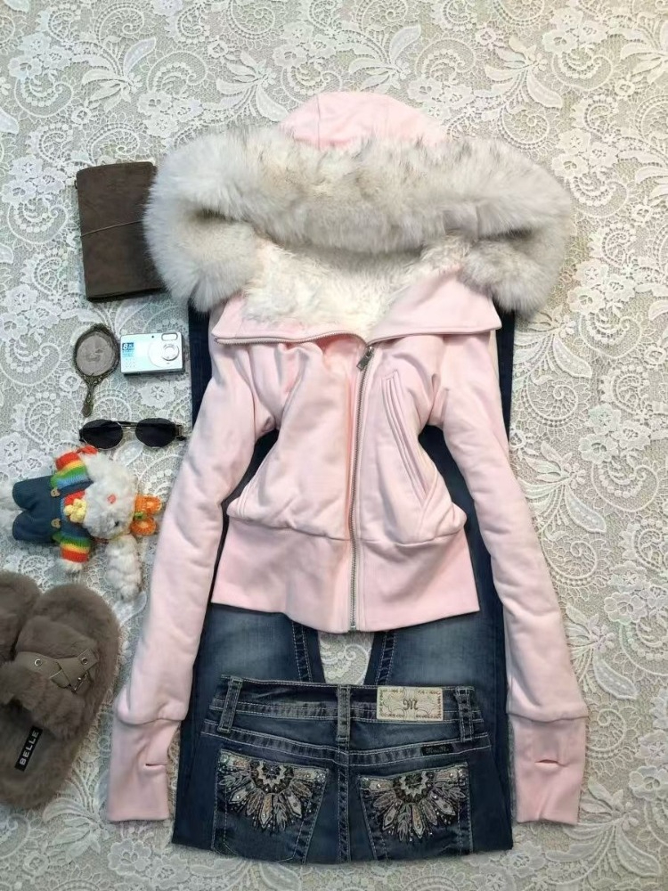 Aesthetic Vintage Slim Hooded  - Winter Clothing Aesthetic avis et prix