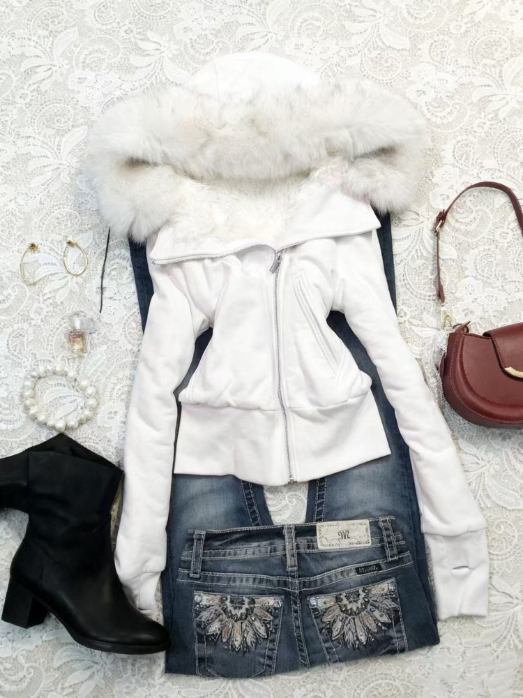 Aesthetic Vintage Slim Hooded  - Winter Clothing Aesthetic avis et prix