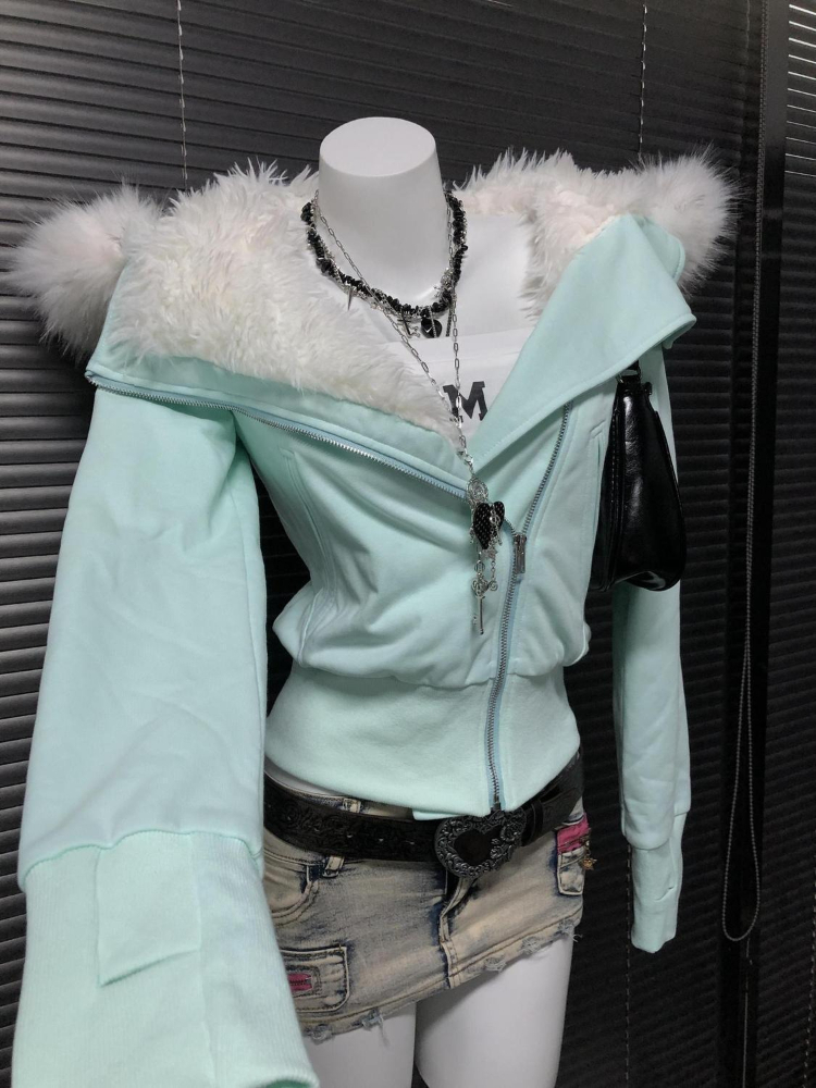 Aesthetic Vintage Slim Hooded  - Winter Clothing Aesthetic avis et prix