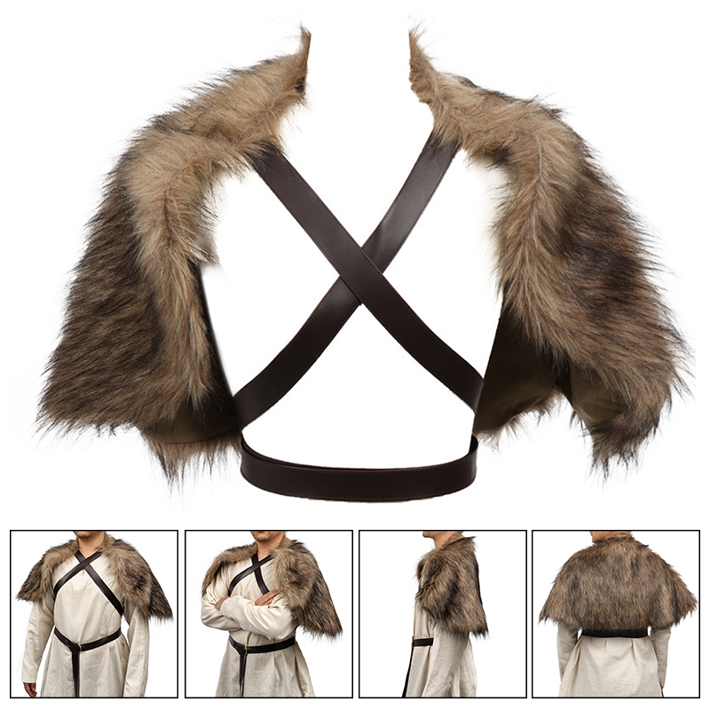 Viking Cloak Faux Fur Collar C - Jacket Winter Clothing avis et prix