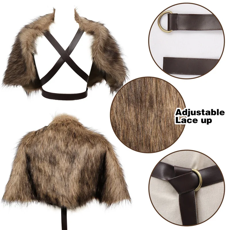 Viking Cloak Faux Fur Collar C - Jacket Winter Clothing avis et prix