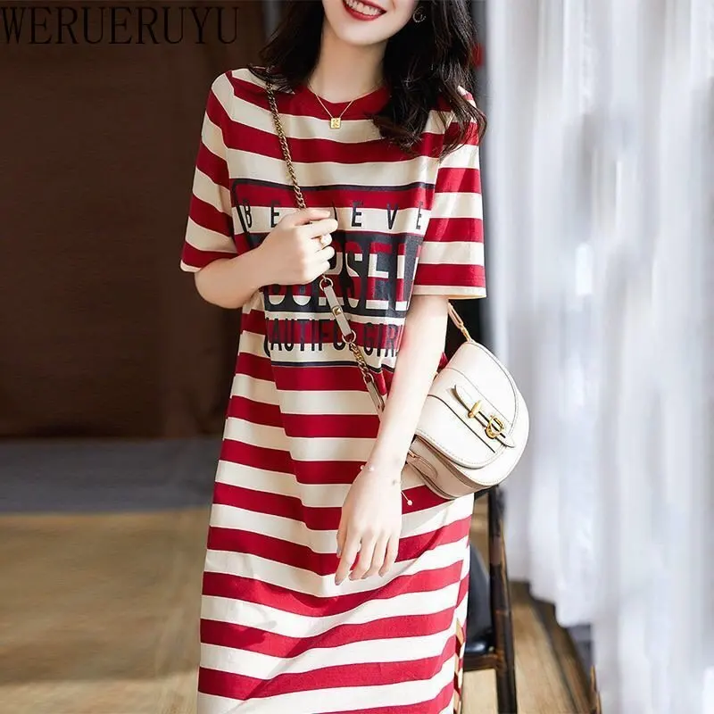 Striped Print Short Sleeve Mid - Winter Clothing Aesthetic avis et prix