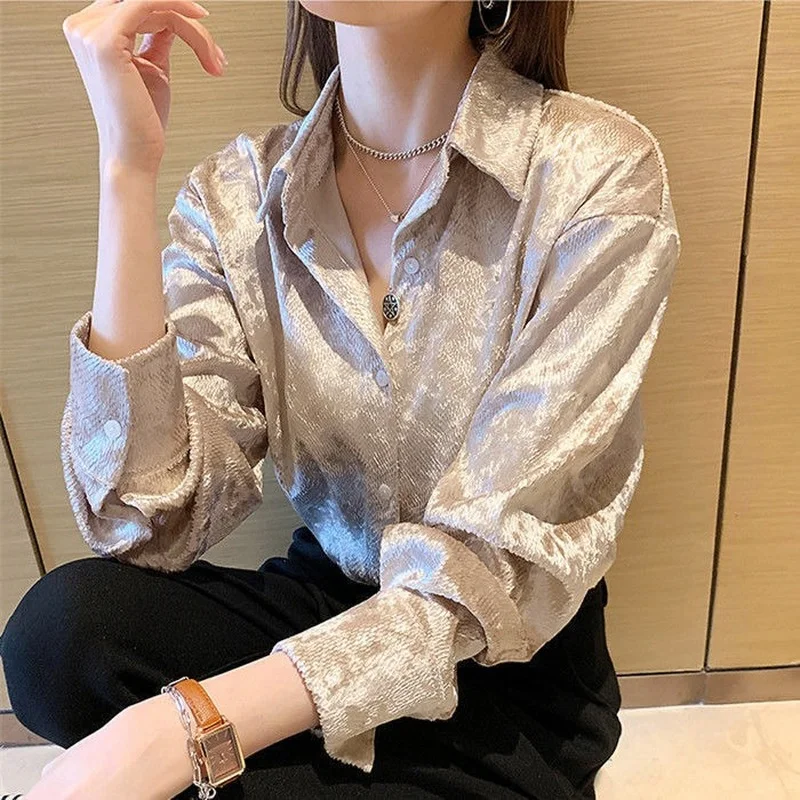 Women's Shiny Button Shirt Spr - Winter Clothing Korean avis et prix