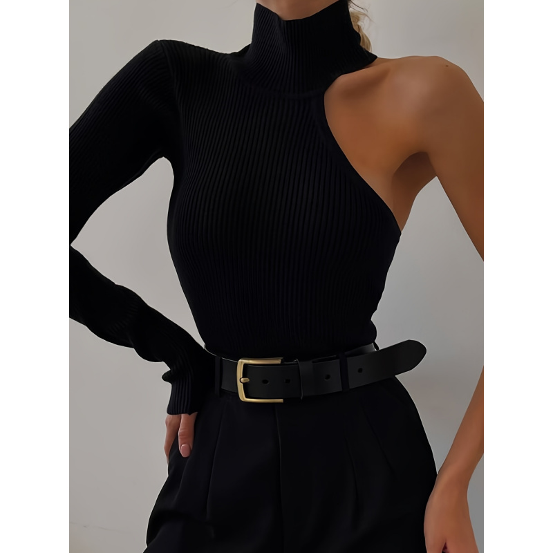 Solid Asymmetric One Shoulder  - Winter Clothing Usa avis et prix