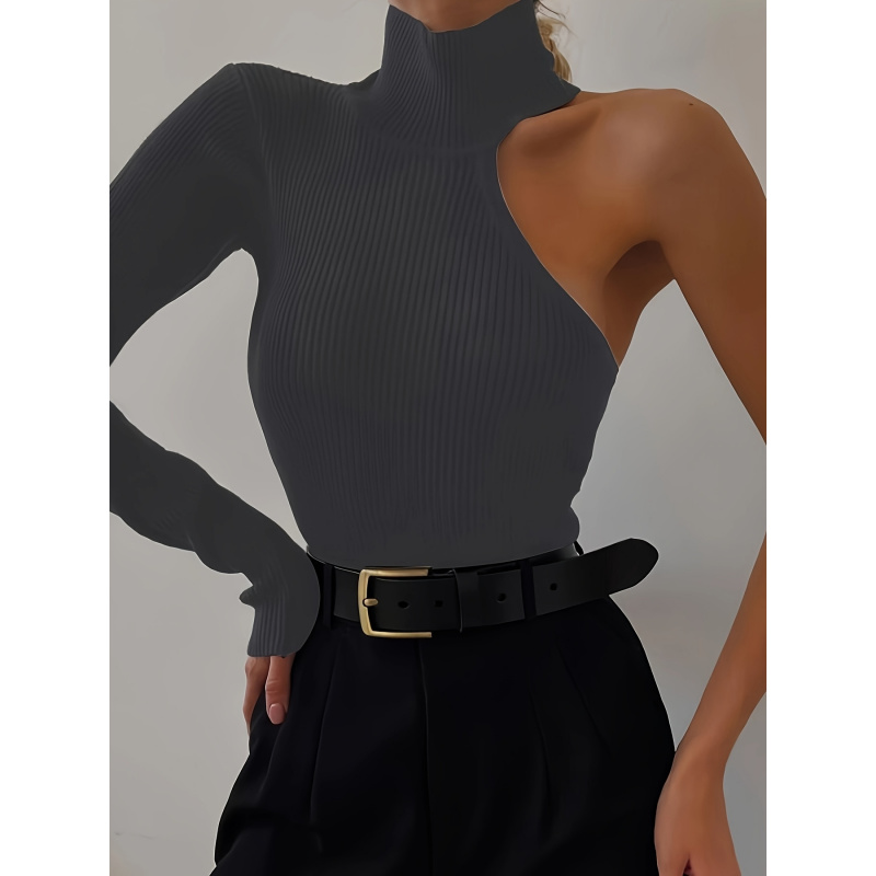 Solid Asymmetric One Shoulder  - Winter Clothing Usa avis et prix