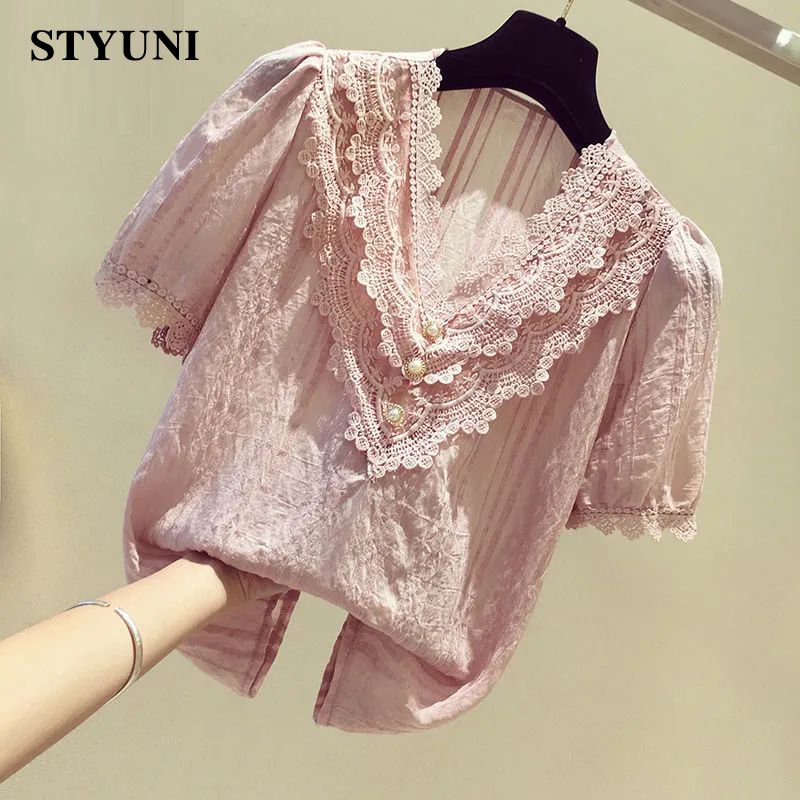 Lace Ruffles V-Neck Chiffon So - Winter Clothing Korean avis et prix