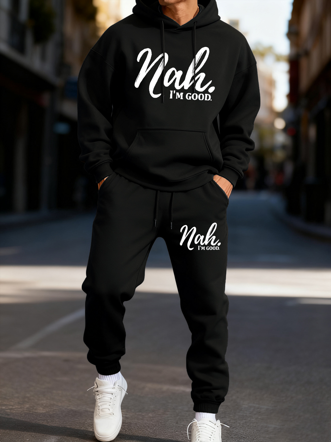 Nah I'M Good Printing Men Hood - Winter Clothing English avis et prix
