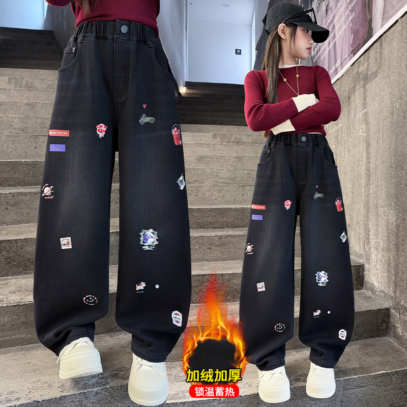 Autumn Girls' Jeans Cartoon Em - Winter Clothing Drawing avis et prix