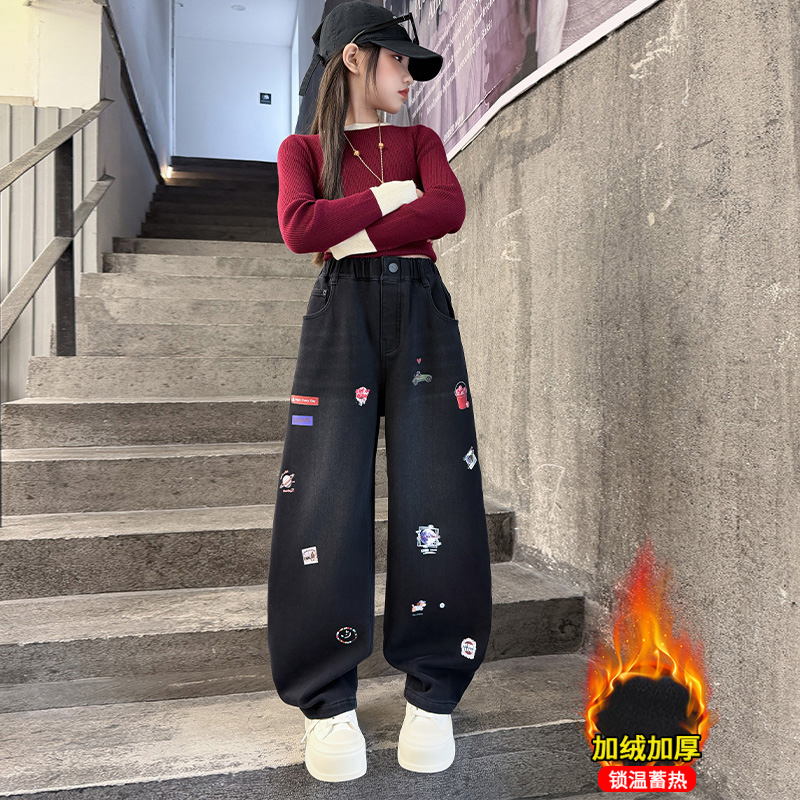 Autumn Girls' Jeans Cartoon Em - Winter Clothing Drawing avis et prix