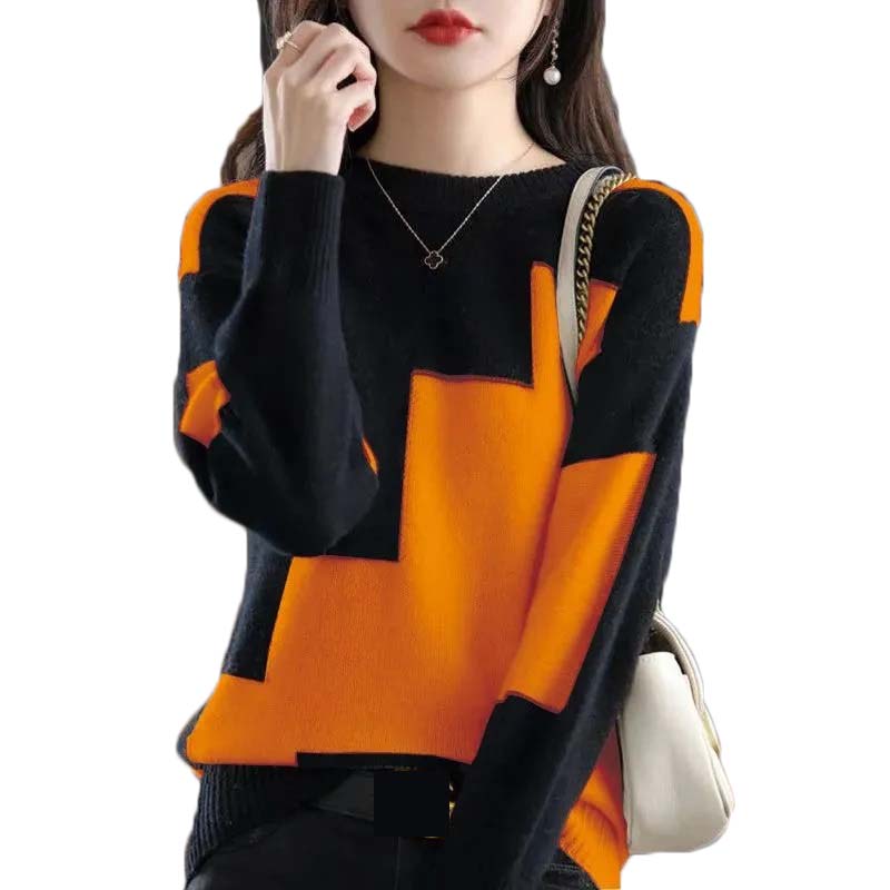 Fashion O-Neck Spliced Knitted - Winter Clothing Korean avis et prix