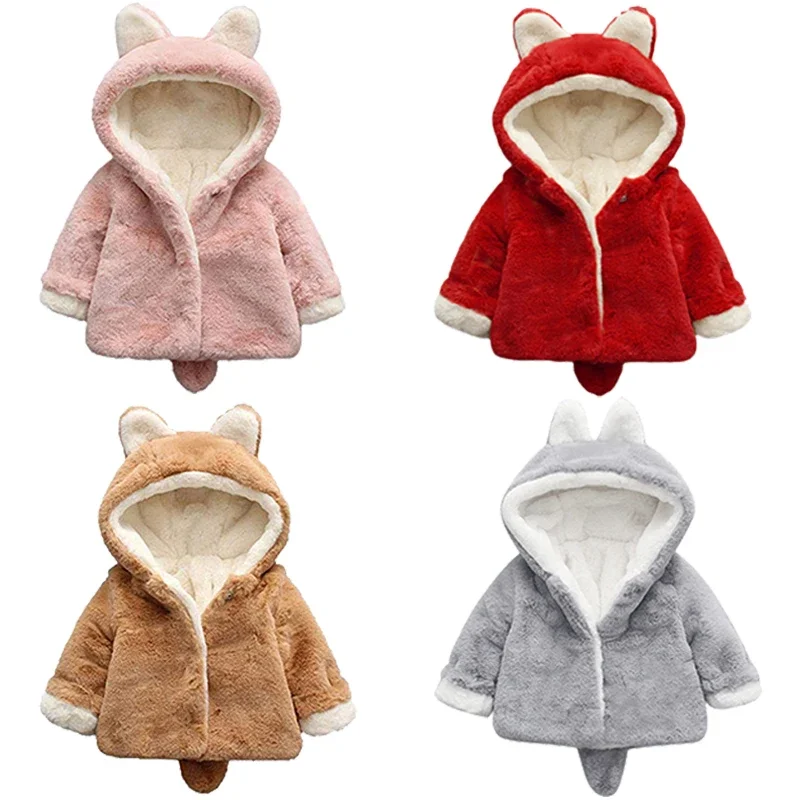 Cute Cat Ears Plush Baby Jacke - Winter Clothing For Babies avis et prix