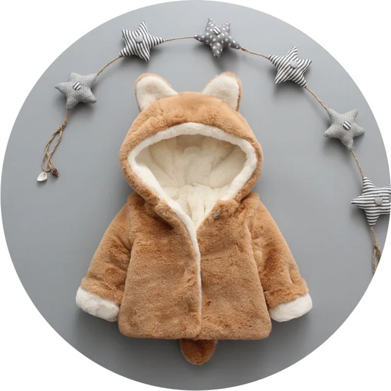 Cute Cat Ears Plush Baby Jacke - Winter Clothing For Babies avis et prix