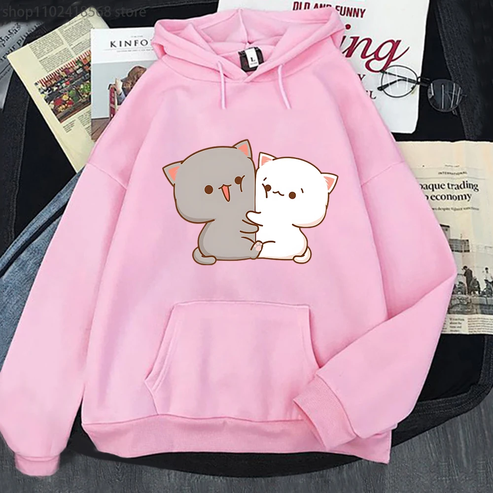 Kawaii Cat Hoodie Peach Funny  - Winter Clothing Aesthetic avis et prix