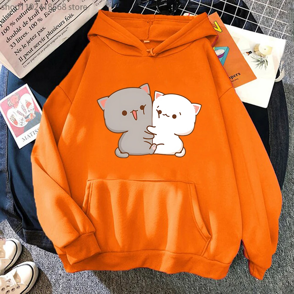 Kawaii Cat Hoodie Peach Funny  - Winter Clothing Aesthetic avis et prix